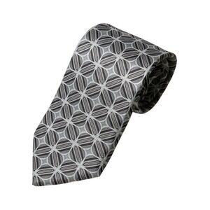 Ted Baker London Men's 100% Silk Tie‎ Silver Black Geometric Pattern
